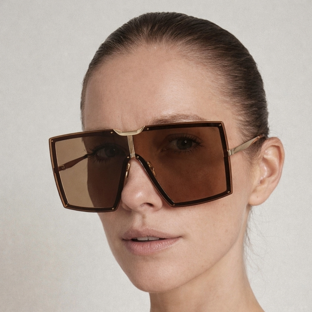 MaxMara Oversized Square Brown Sunglasses MM0117 NEW With case - Picture 3 of 10